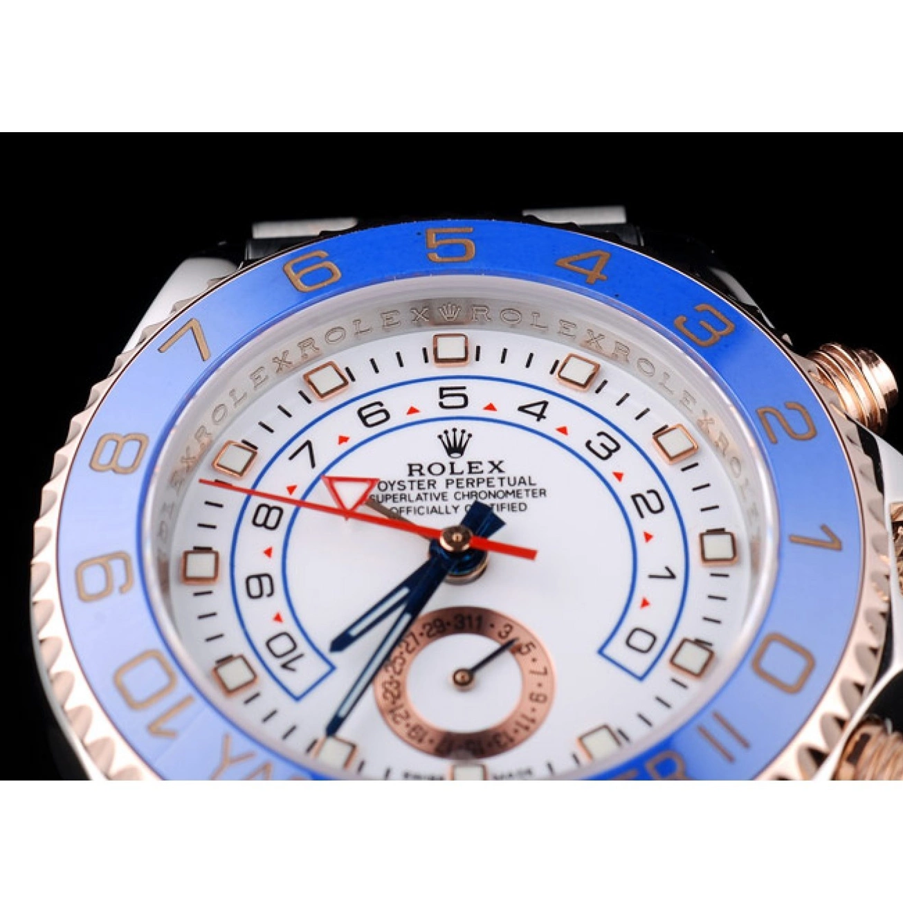 Rolex copies cheap Yachtmaster Dial Bezel Blue Rolex Watch White Ceramic 0511